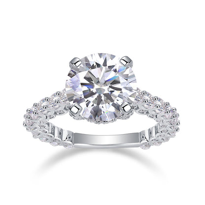 Dazzling Round Moissanite Ring in Sterling Silver