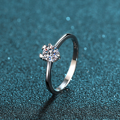 Deer Antler Solitaire Moissanite Ring - 925 Sterling Silver Cute Adjustable Ring