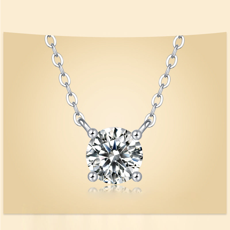 Delicate Collarbone Chain Necklace Featuring Moissanite