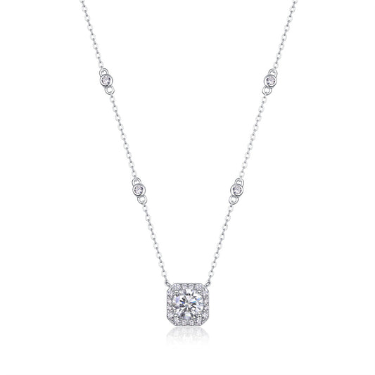 Delicate Cross Chain Necklace Featuring Moissanite Accents