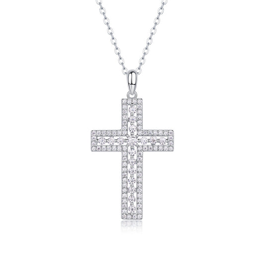 Delicate Cross Chain Necklace Featuring Moissanite Accents