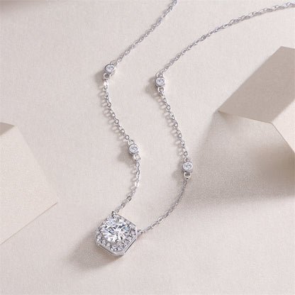 Delicate Cross Chain Necklace Featuring Moissanite Accents