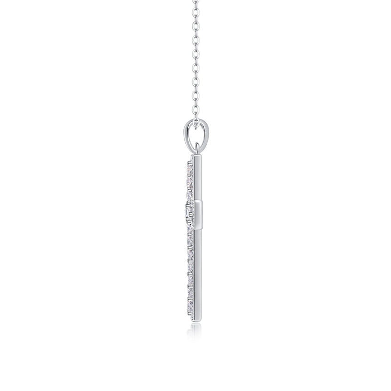 Delicate Cross Chain Necklace Featuring Moissanite Accents