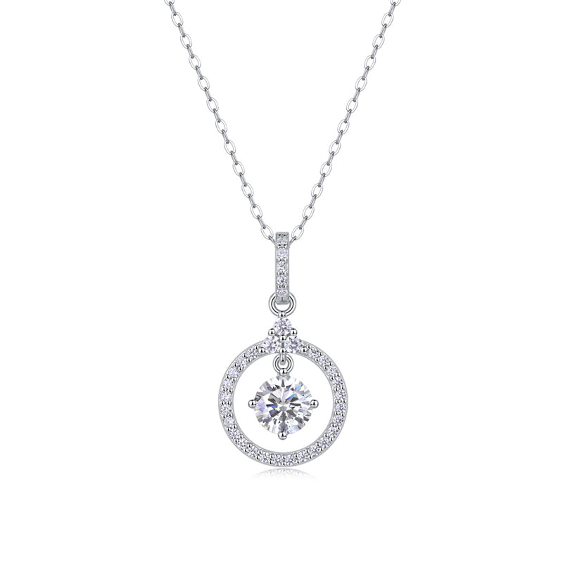 Delicate Cross Chain Necklace Featuring Round Moissanite