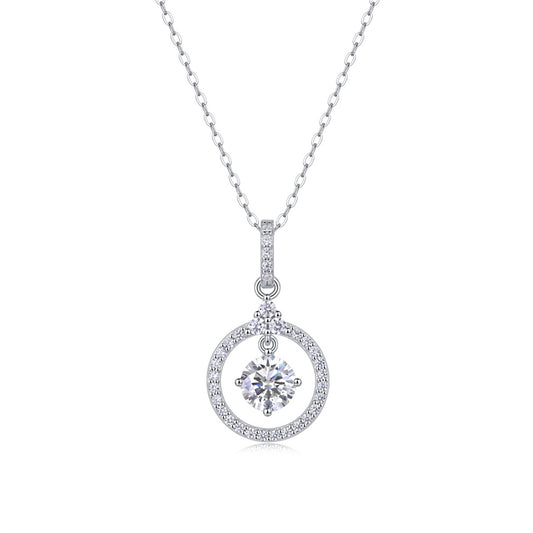 Delicate Cross Chain Necklace Featuring Round Moissanite