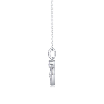 Delicate Cross Chain Necklace Featuring Round Moissanite