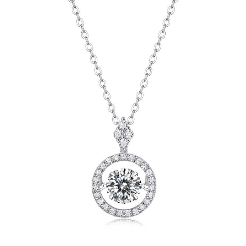 Delicate Geometric Pendant Necklace with 1 Carat Moissanite