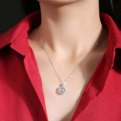 Delicate Geometric Pendant Necklace with 1 Carat Moissanite