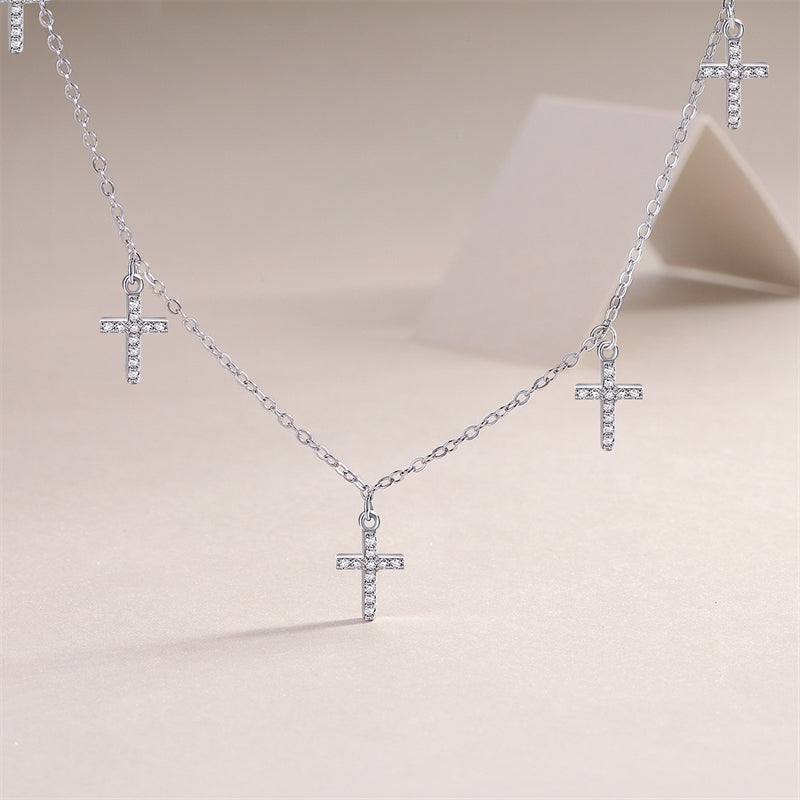 Delicate Geometric Pendant Necklace with Moissanite for Women