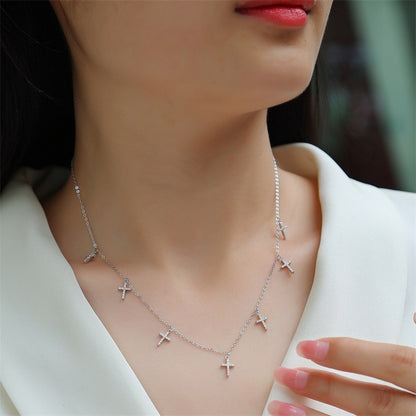 Delicate Geometric Pendant Necklace with Moissanite for Women
