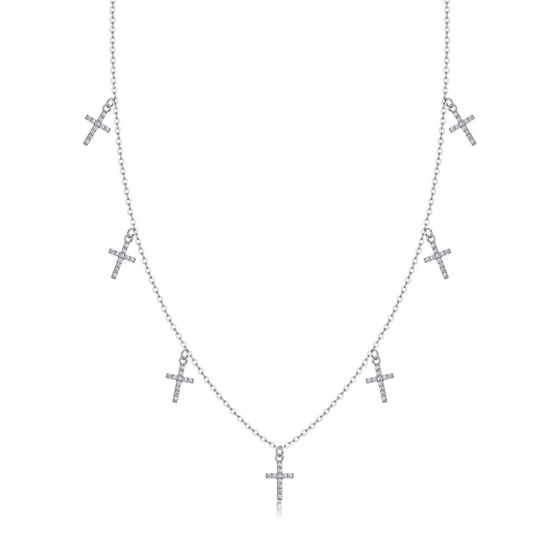Delicate Geometric Pendant Necklace with Moissanite for Women