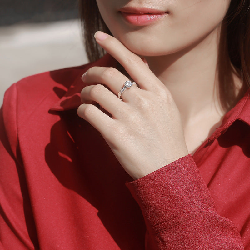 Delicate Geometric Ring with Moissanite