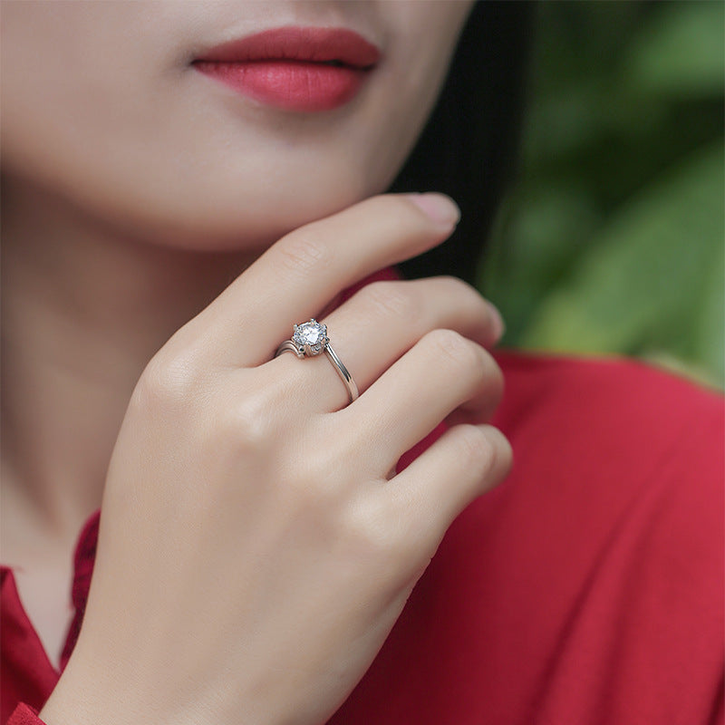 Delicate Snowflake Ring with Moissanite