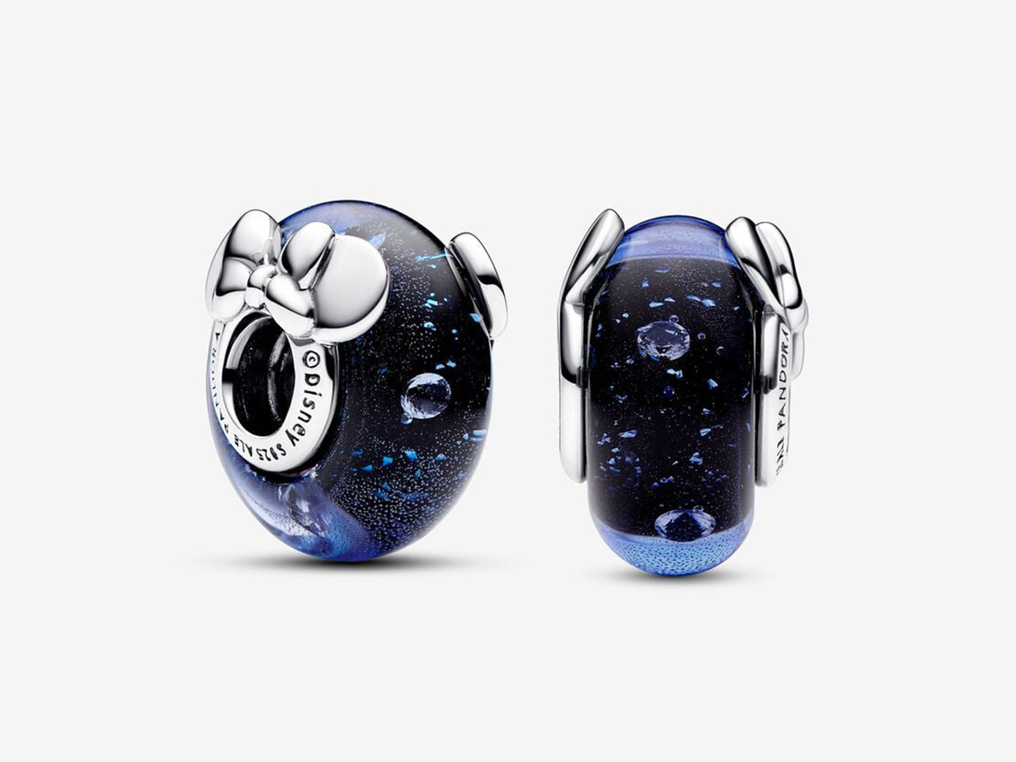 Disney Mickey Mouse & Minnie Mouse Blue Murano Glass Charm