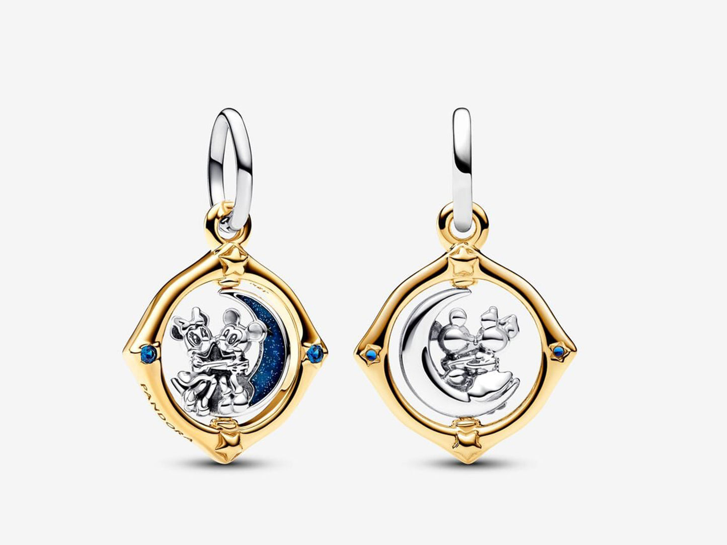 Disney Mickey Mouse & Minnie Mouse Two-tone Spinning Moon Dangle Charm