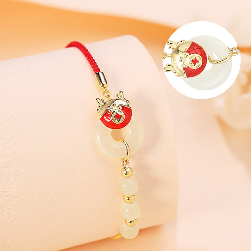 Dragon Year Bracelet 925 Silver Jade Zodiac Jewelry
