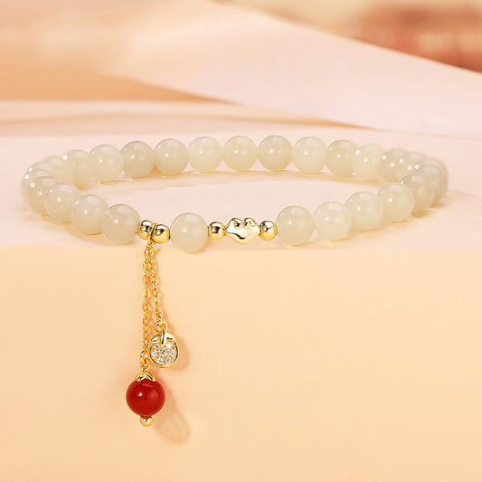 Dragon Zodiac Bracelet 925 Silver Jade & Carnelian