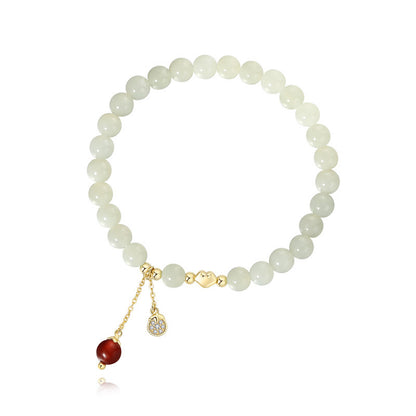 Dragon Zodiac Bracelet 925 Silver Jade & Carnelian