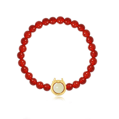 Dragon Zodiac Bracelet 925 Silver Jade & Carnelian