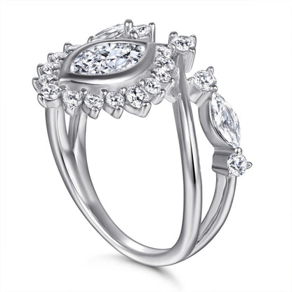 Dramatic Oval-Cut Zirconia 925 Silver Ring - Bold Statement Jewelry