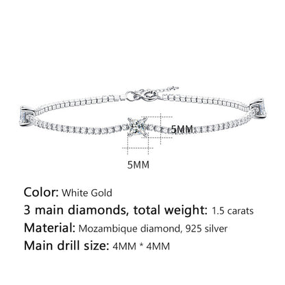 Edgy Women's Silver Bracelet with Square Moissanite for Everyday Wear