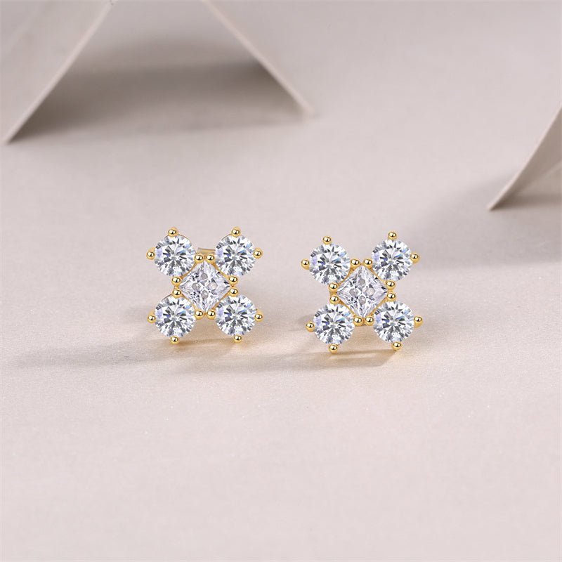 Elegant 925 Silver Moissanite Earrings with Cross Design