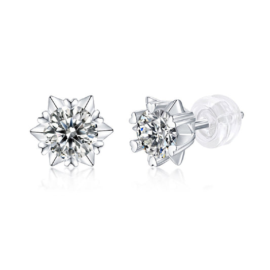 Elegant 925 Silver Moissanite Earrings with Hexagonal Design