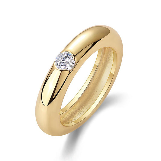 Elegant 925 Silver Round Moissanite Ring