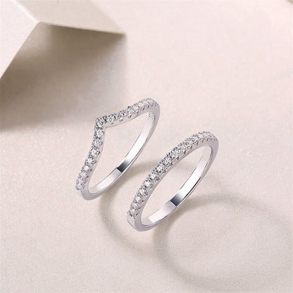 Elegant 925 Silver Round Shape Ring Set