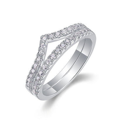 Elegant 925 Silver Round Shape Ring Set