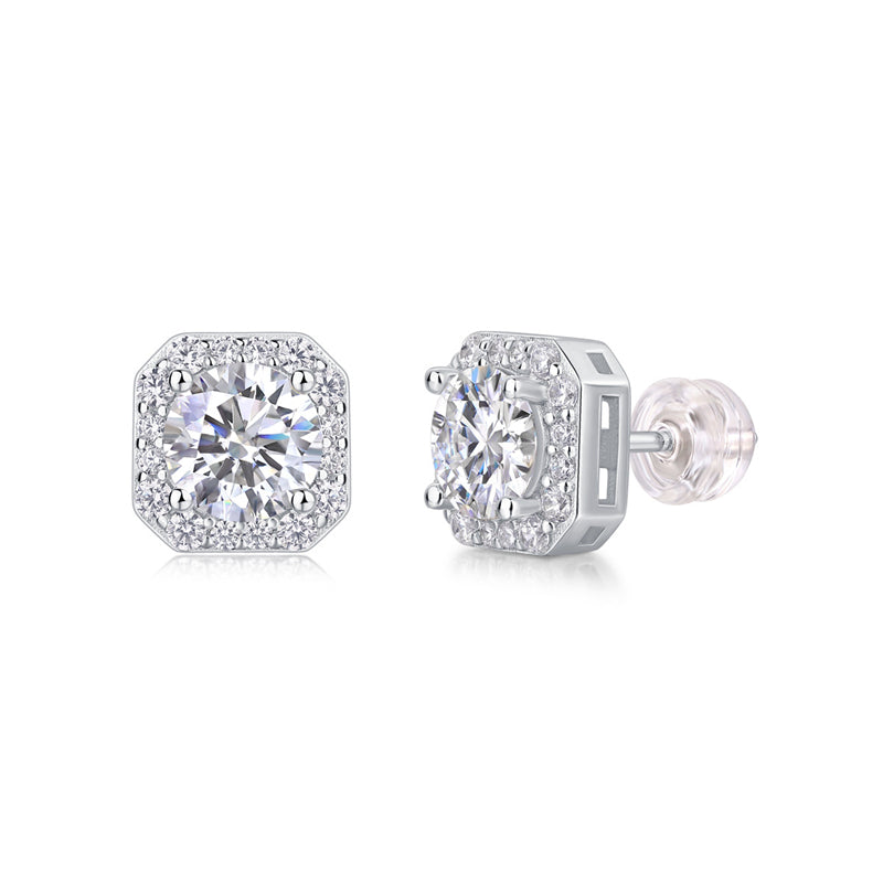 Elegant 925 Silver Square Moissanite Earrings