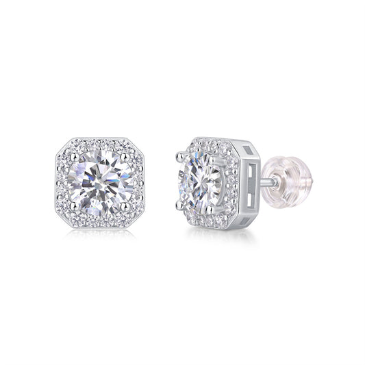 Elegant 925 Silver Square Moissanite Earrings
