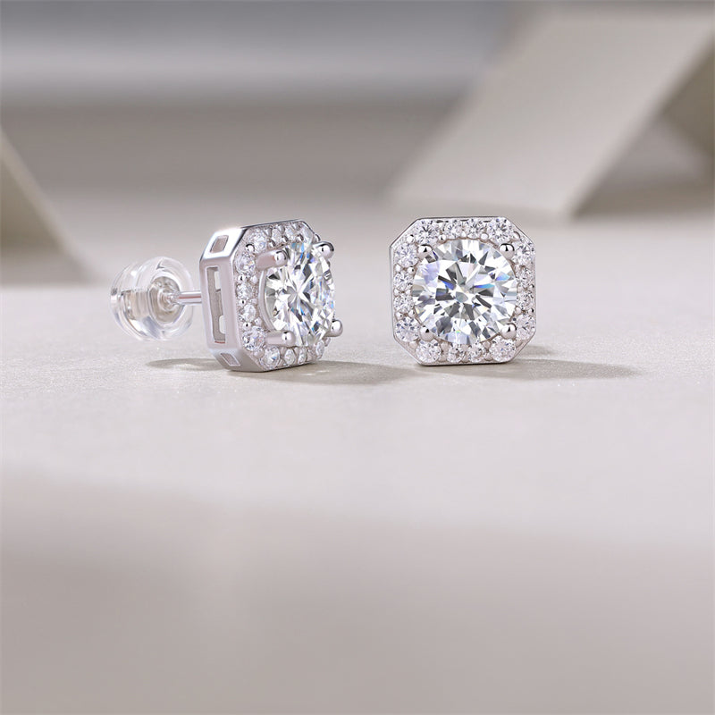 Elegant 925 Silver Square Moissanite Earrings