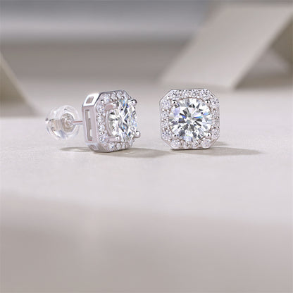 Elegant 925 Silver Square Moissanite Earrings