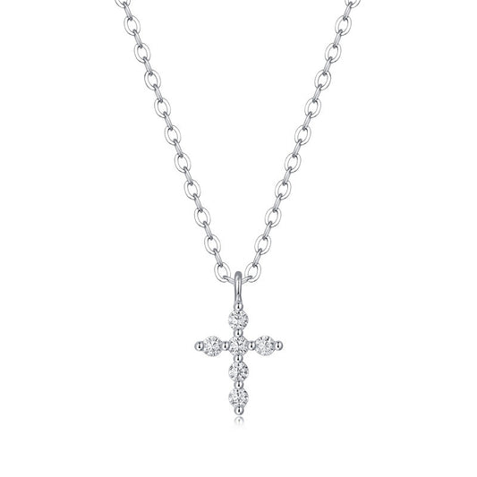 Elegant Cross Geometric Moissanite Pendant Necklace