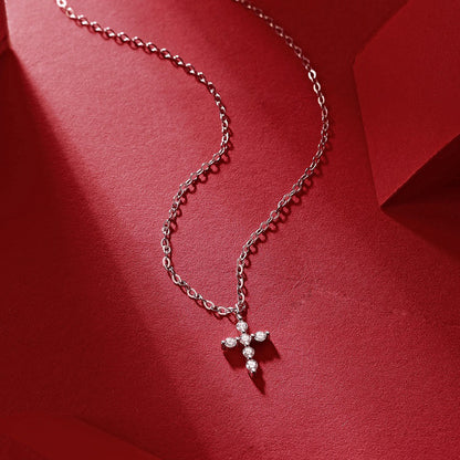 Elegant Cross Geometric Moissanite Pendant Necklace