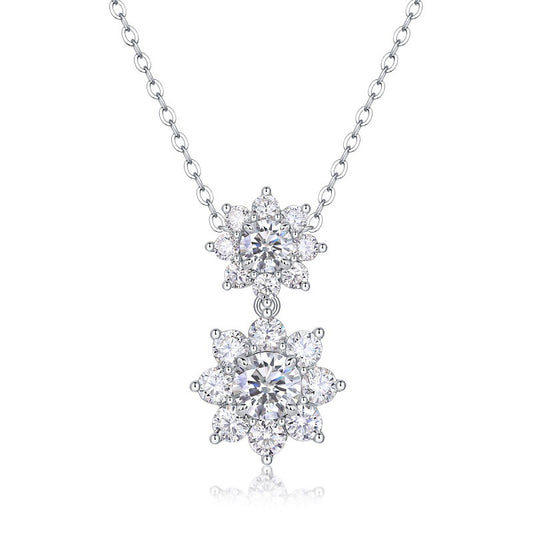Elegant Floral Pendant Necklace with Moissanite for Women