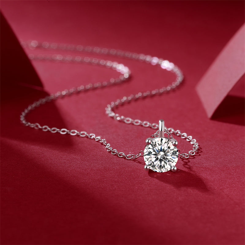 Elegant Four-Prong Moissanite Necklace for Women