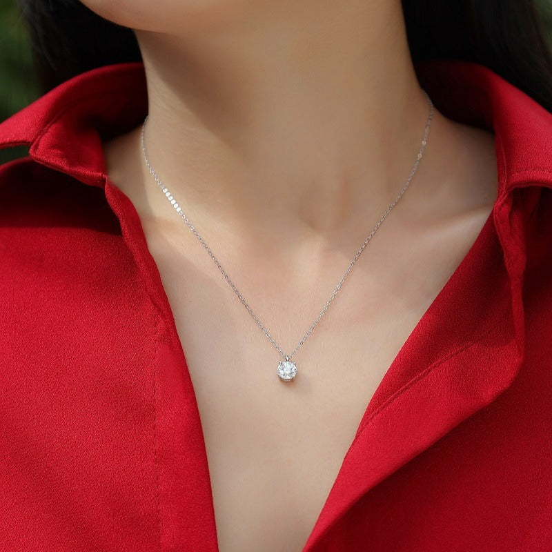 Elegant Four-Prong Moissanite Necklace for Women
