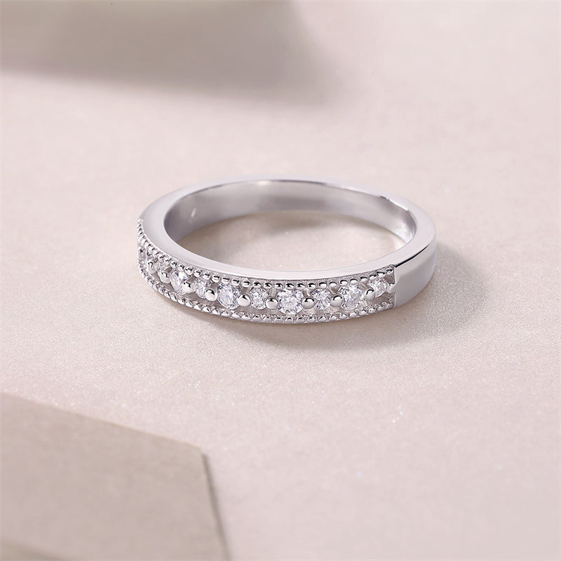 Elegant Geometric Moissanite Ring in 925 Silver for Women