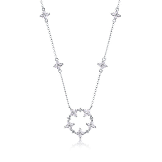 Elegant Geometric Pendant Necklace with Moissanite for Women