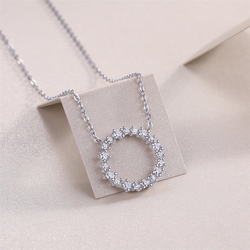 Elegant Geometric Pendant Necklace with Moissanite for Women