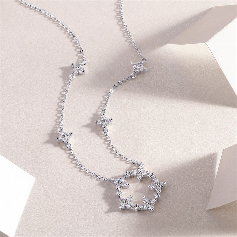 Elegant Geometric Pendant Necklace with Moissanite for Women