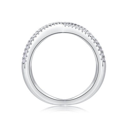 Elegant Geometric Silver Ring with Moissanite Stones