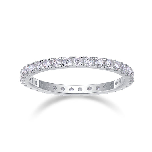 Elegant Geometric Silver Ring with Moissanite