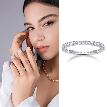 Elegant Geometric Silver Ring with Moissanite