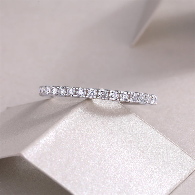 Elegant Geometric Silver Ring with Moissanite