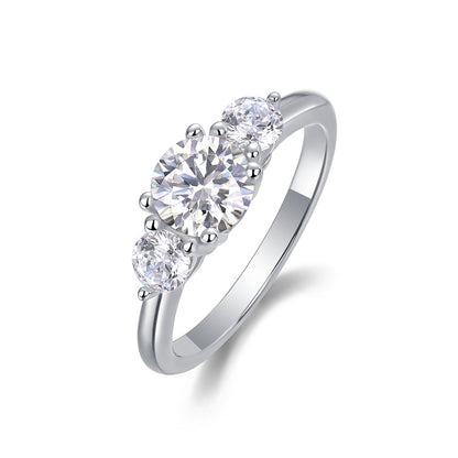 Elegant Geometric Silver Ring with Moissanite for Women