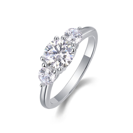 Elegant Geometric Silver Ring with Moissanite for Women