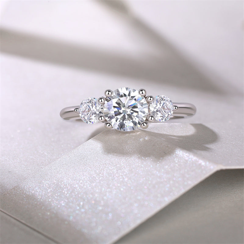 Elegant Geometric Silver Ring with Moissanite for Women